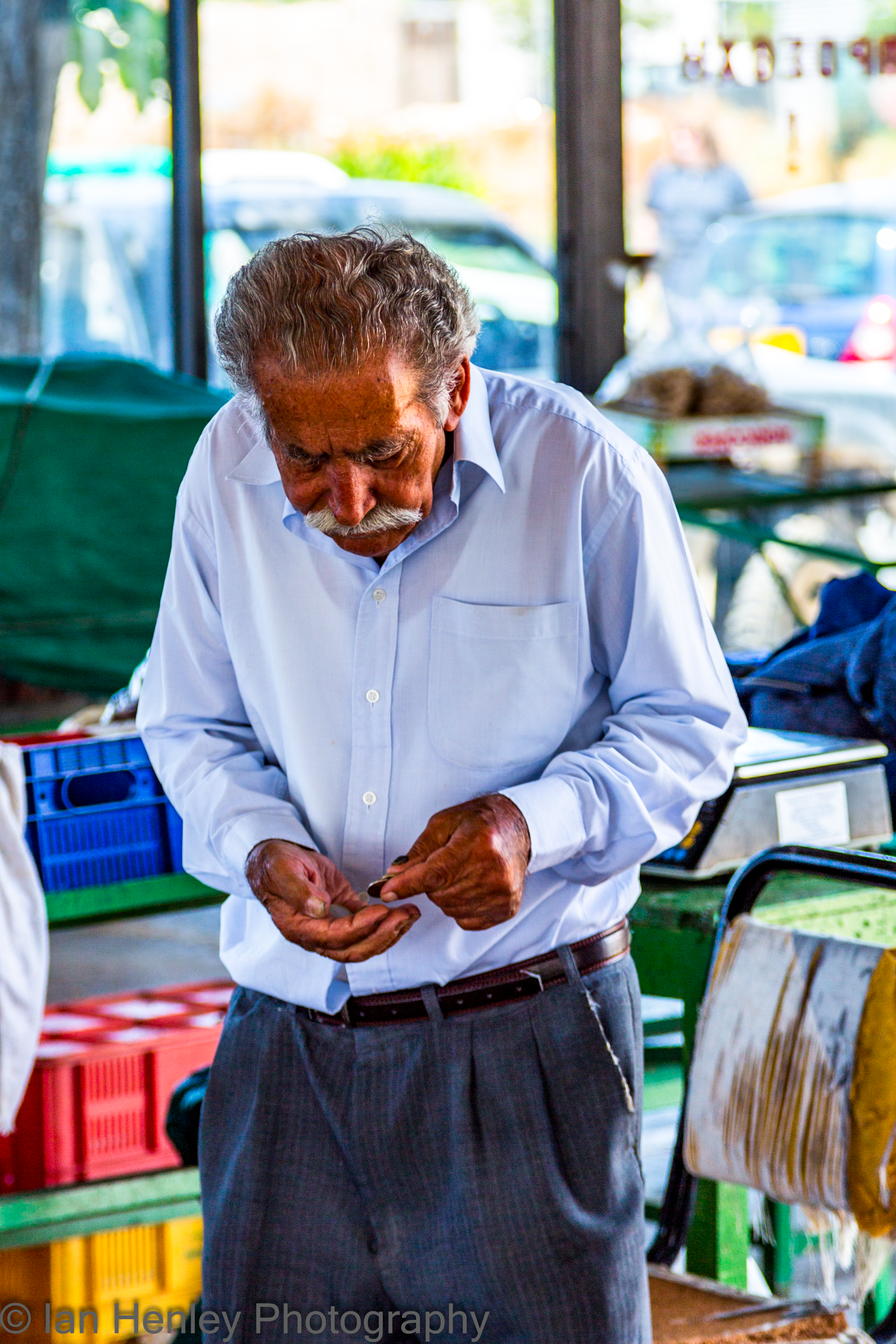 Images of market trader in Cyprus